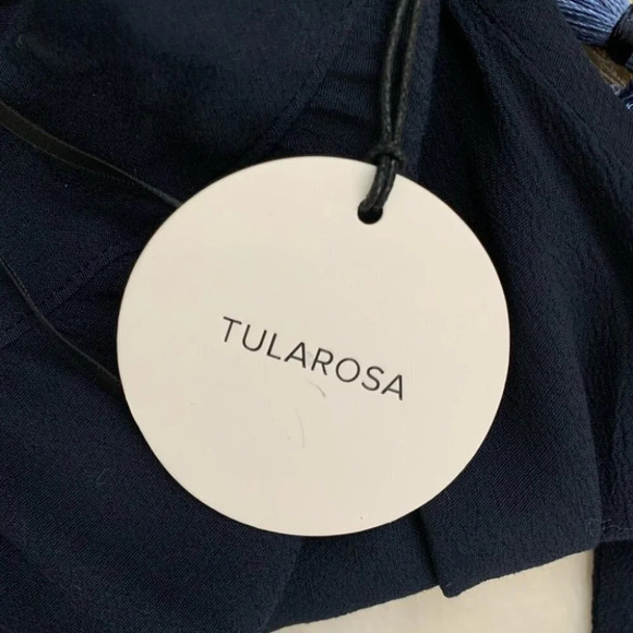 Tularosa Revolve Cory Halter Top Navy Blue Tassels Open Back Embroidered Size XS - Picture 13 of 16